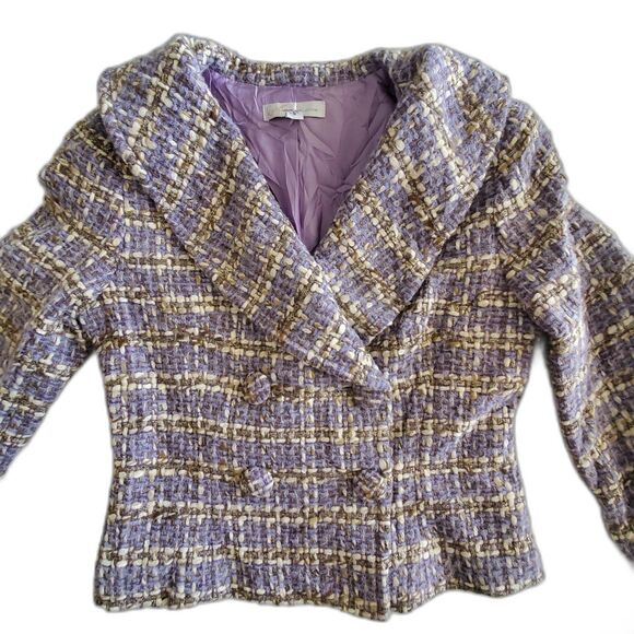VTG Lilac Bouclé Tweed Jacket Renfrew Collection Double Breasted Sz 8 Coquette - Picture 3 of 11